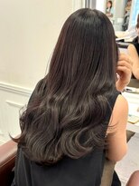 ヘアーアイスカルテット(HAIR ICI QUARTET) 大人可愛いブリーチなしラベンダーグレージュカラーふわロング