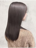 大人かわいいブリーチなしラベンダーグレージュカラーふわミディ