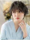 オリーブアッシュくせ毛風フェザーショートc7志木20代30代40代
