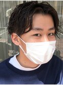 ファザーパーマアップバングスタイル
