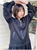 再現性◎まとまる切りっぱなし丸み黒髪ショートボブ30代赤羽