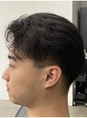 フェザーパーマ/グレーブルーカラー/刈り上げショートパンク