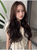 《SOYON》韓国 ロングウェーブ 艶ブラウン