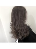 ロング ワンレングス コテ巻き グレージュ