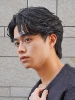 エリマ 横浜西口(elima) 横浜西口メンズセンターパート七三分けパートニュアンスパーマ