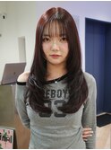 バーガンディ レイヤー 顔まわりレイヤー ボルドー ワインレッド