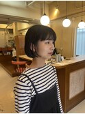 ミニボブ/ワイドバング/暗髪/顔周りカット