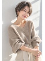 アッシュ 学芸大学店(Ash) ショートボブ/大人女性/シアーベージュ/白髪ぼかしハイライト