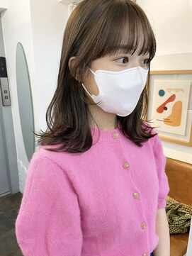 イコ 表参道原宿(ico) オリーブベージュ ブリーチなしダブルカラー 顔まわりレイヤー