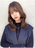 流しバング/顔周りカット/ベージュカラー