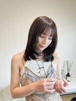小顔前髪顔周りレイヤー×グレージュカラー デザインカラー