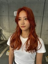 レコ 渋谷(LECO) オレンジブラウンハイトーンロング
