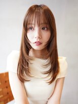 顔まわりレイヤーカット/くびれヘア/透明感ベージュ/渋谷