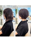 前髪なし小顔ひし形丸み耳掛け大人ショート20代30代40代50代＊