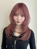 ライン(LINE)&nbsp;韓国風/レイヤー/小顔/前髪カット/髪質改善/グレージュ/透明感