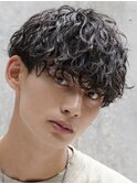 大分強めツイストスパイラルパーマメンズカットラウンドマッシュ