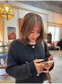 ブリーチなし赤味なしブラウンミディアムレイヤーカット韓国