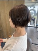 ショートスタイル、オリーブカラー、髪質改善