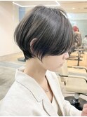 大人ショートボブ丸みショートカットマッシュショート前髪あり
