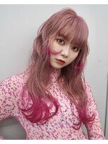 レコ 渋谷(LECO)&nbsp;ペールピンク×ネオンピンクのハイトーンヘア