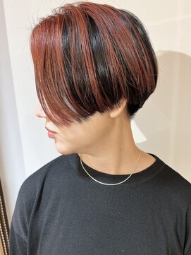 モリオフロムロンドン 原宿本店(morio from London) 【morio原宿】アンブレラカラーピンクオレンジハンサムショート