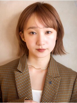 ガーデンヨコハマ(GARDEN YOKOHAMA) コーラルオレンジ ミディアムヘア くびれヘア シースルーバング