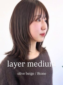 アンク(ank) レイヤーミディ/顔まわりレイヤー/くびれミディ/鎖骨/ブラウン