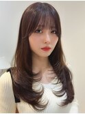 韓国風レイヤーカットブリーチダブルカラー前髪 