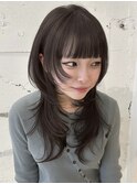 韓国風/レイヤー/前髪カット/オリーブ/透明感/ハッシュカット