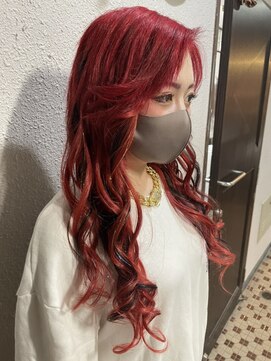 ディー エメ(D-aimer-) 編込みエクステ 赤×黒×ヘアティンセル