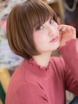 カバーヘア ブリス 上尾西口店(COVER HAIR bliss) 斜めバング前下がり＆ココアブラウン大人ボブ20代30代40代