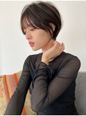 前髪あり耳掛け丸みくびれショートボブ20代30代40代50代(蘭)