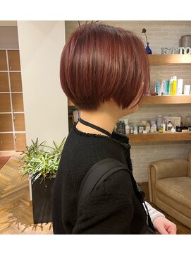 スタジオ エット(studio ett) 暖色ツヤカラーとハンサムショート