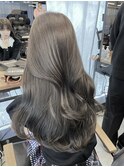 ブリーチなし透明感カラー/アッシュグレージュオリーブブラウン