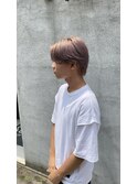 センターパート×ピンクベージュ