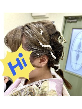 アベニューケー avenue K ヘアーメイク hair make ツインテール編みおろし金箔アシメヘア