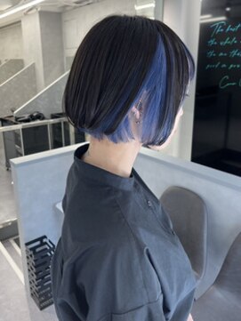 ファイブバイジエクト 堀江(FIVE by The Ect) インナーカラー×ツートンカラー×ショートボブ×ブルーカラー19