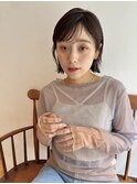 切りっぱなしボブ/ピンクベージュ/前髪/グレージュ/原宿
