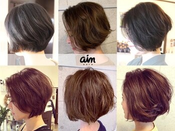 エイム ヘアー(aim HAIR)の写真/伸びてきても扱いやすい◎360度どこから見ても綺麗なシルエット［ボブ、ショートボブ・大人ショート］