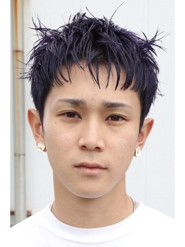 ヘアカロン 熊本本店(Hair CALON) メンズカットカラーパープルカラースパイキーショート熊本下通