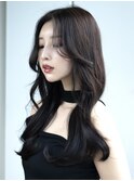 ハイライトカラー大人ヘアモテ髪前髪パーマオフィスヘア