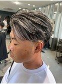 フェザーショートアップバングセンターパートメンズハイライト