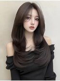 韓国/小顔/黒髪/ココアベージュ/銀座/レイヤーカット