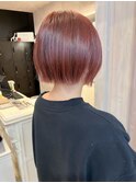 福山人気春ピンク艶イルミナカラー20代30代ミニボブ外ハネ高発色