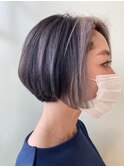 フェイスフレーミンググレージュ　ボブヘアー