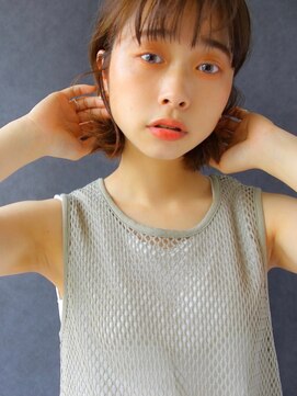 ソヨン 奈良店(SOYON) シースルーバング ボブ オリーブベージュ