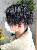 ツイストスパイラル×束感ツーブロックマッシュパーマ