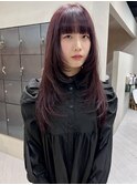 ウルフカット/レイヤーカット/ロングウルフ/ワインレッド/城倉