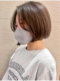 切りっぱなしボブ/美髪/ベリーショート/縮毛矯正/韓国風