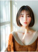 小顔ボブルフネビージュ30代40代ショート5